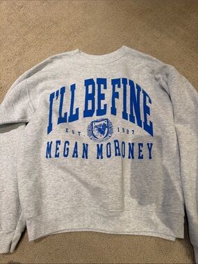 Megan Moroney I'll Be Fine Graphic Crewneck Sweater - Light Gray/Blue